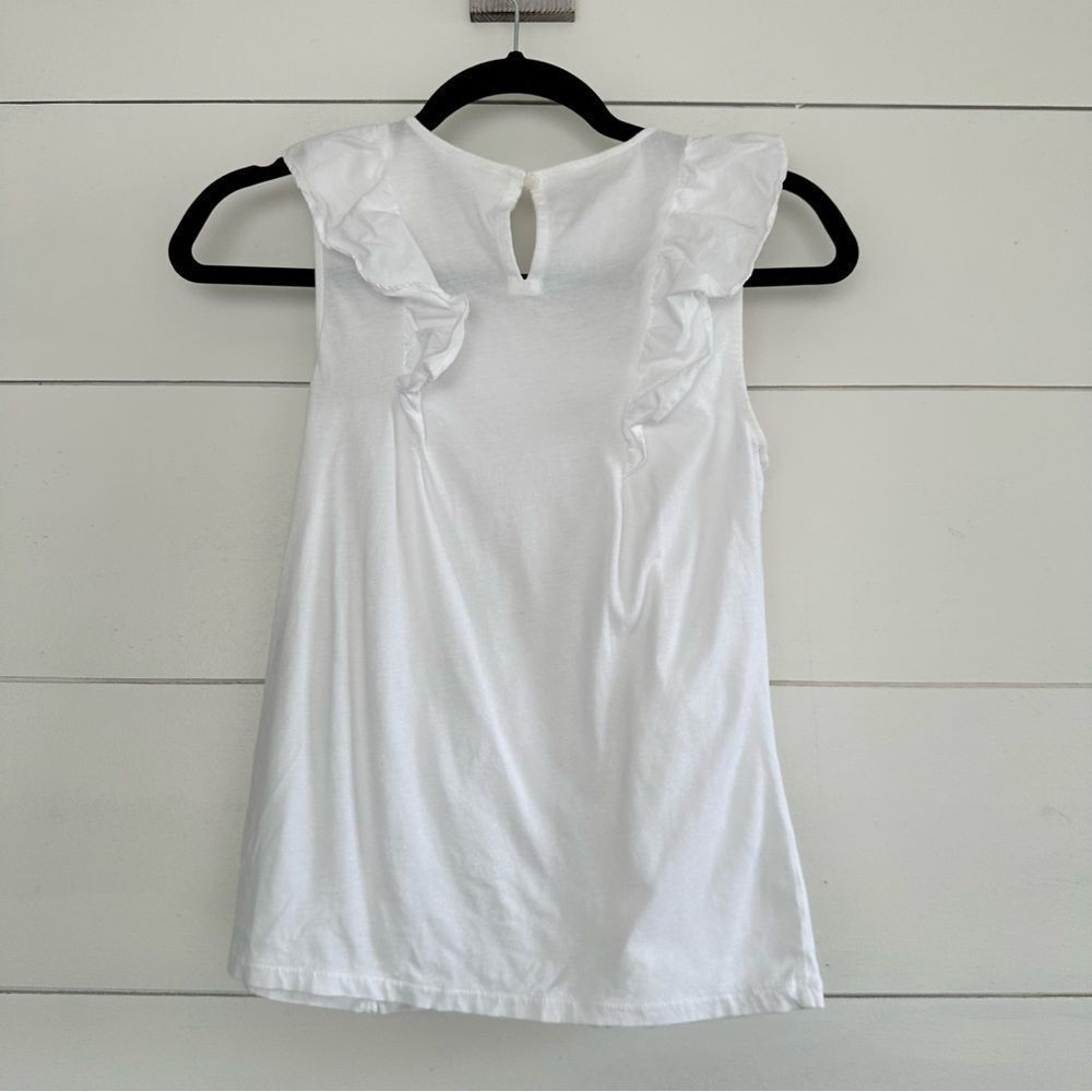 J. Crew White Ruffle Front Top - Picture 3 of 6